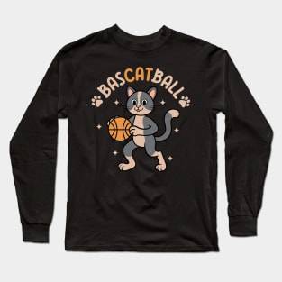 Bascatball Cat Playing Basketball Long Sleeve T-Shirt